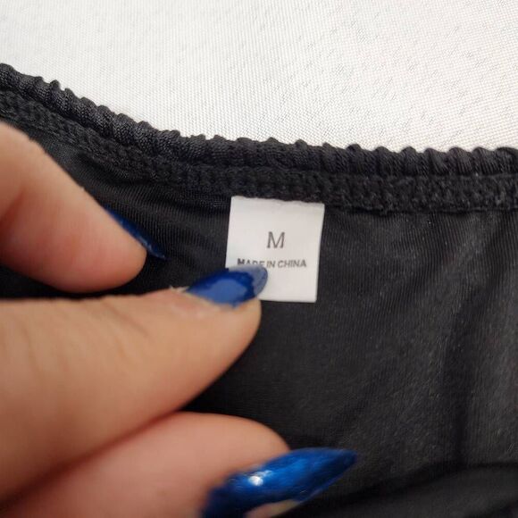 YIMISAN Women's Med Ribbed One Shoulder Top with Mid Waist Two Piece Bathing Sui - Picture 9 of 12